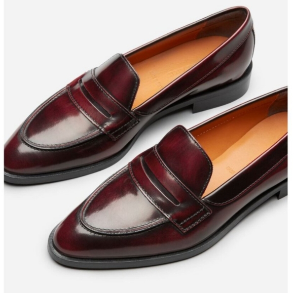 Everlane Shoes - Everlane Burgundy Brown Leather Loafers Womens Size 9.5